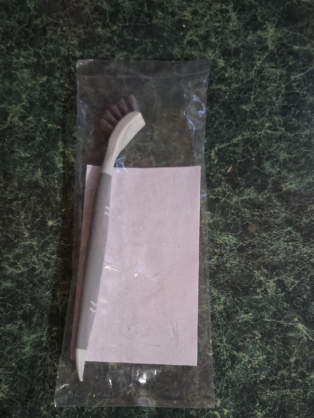 Pampered Chef White and Gray Dual-Sided Cleaning Brush Packaging